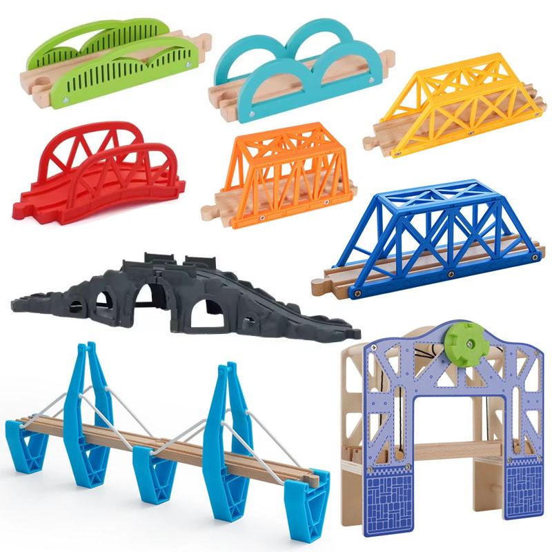 All Kinds Wooden Bridge Wooden Train Track Accessories Suspension Bridge fit for Brand Wooden Railway Tracks Toys for Children