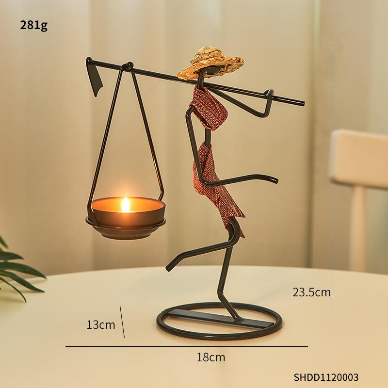 Vintage Iron Candlestick Decoration Nordic Light Luxury Candlelight Dinner Romantic Small Decoration