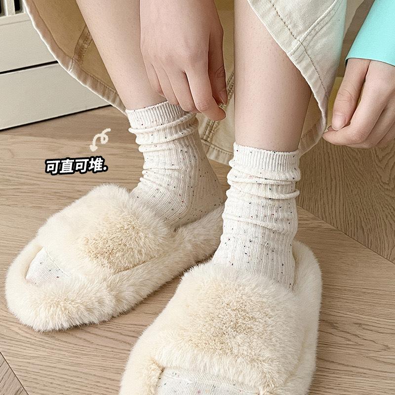 Oatmeal Stacking Socks Children'S Spring And Autumn Medium Tube Socks Pure Cotton Trendy Idea Yarn Confinement Stockings Summer Thin