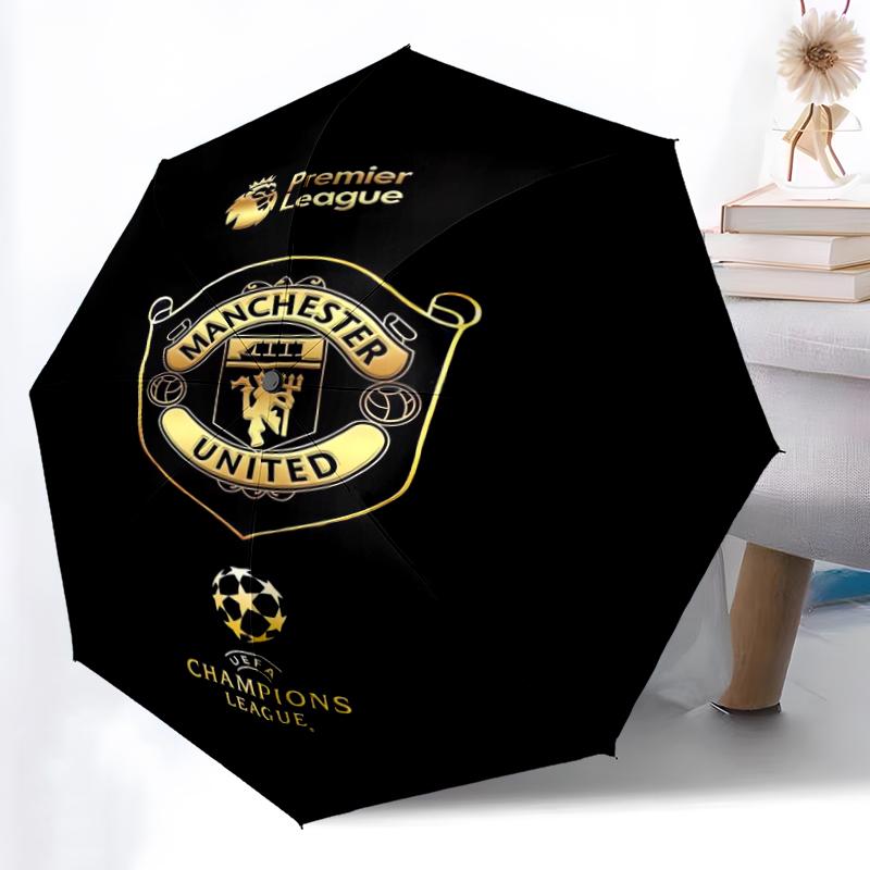 1pz Ombrello Automatico Robusto a 8 Stecche, Ombrello Manchester United Manchester City, Stampato Digitalmente, Ombrello Pieghevole per Uso Esterno in Movimento