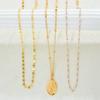 3 Pcs Minimalist Coin Pendant Necklace Set for Women Elegant Gold Color Jesus Print Design Multilayer Pearl Bead Chain Necklace