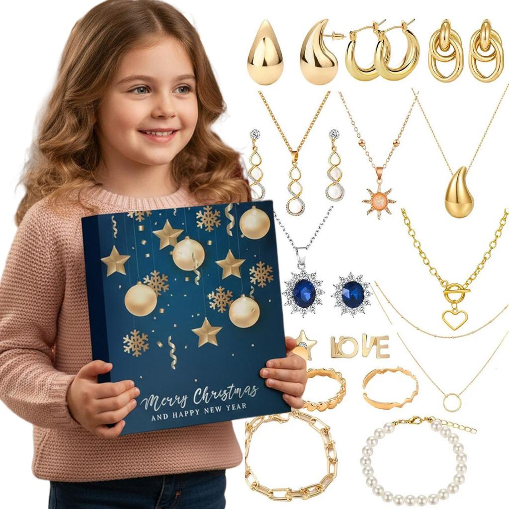 Jewelry Christmas Countdown Calendar Bracelets Necklaces Rings and Earrings Xmas Countdown Calendar for Teen Girls Adult Women