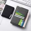 Black Faux Leather Slim Business-Style Wallet With Multiple Card Slots Credit Card & Driver'S License Holder Geometric Design
