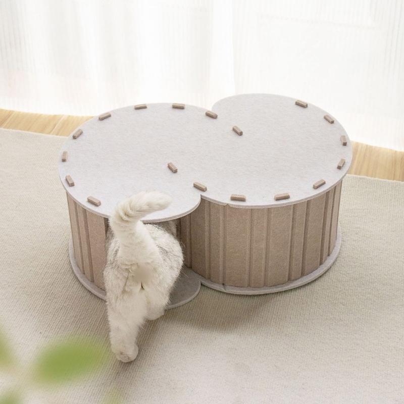 Felted Cats House Cats Cave for Small Animal Tunnel Spacious Washable Cats Cave for Indoor Cats Small Dogs Bunnies