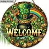 2D Flat "Welcome" St. Patrick'S Day Spring Green Clover Wooden Sign, Suitable for wall Decoration, porch, Room, Villa, accents Home, Hallway, or Workp