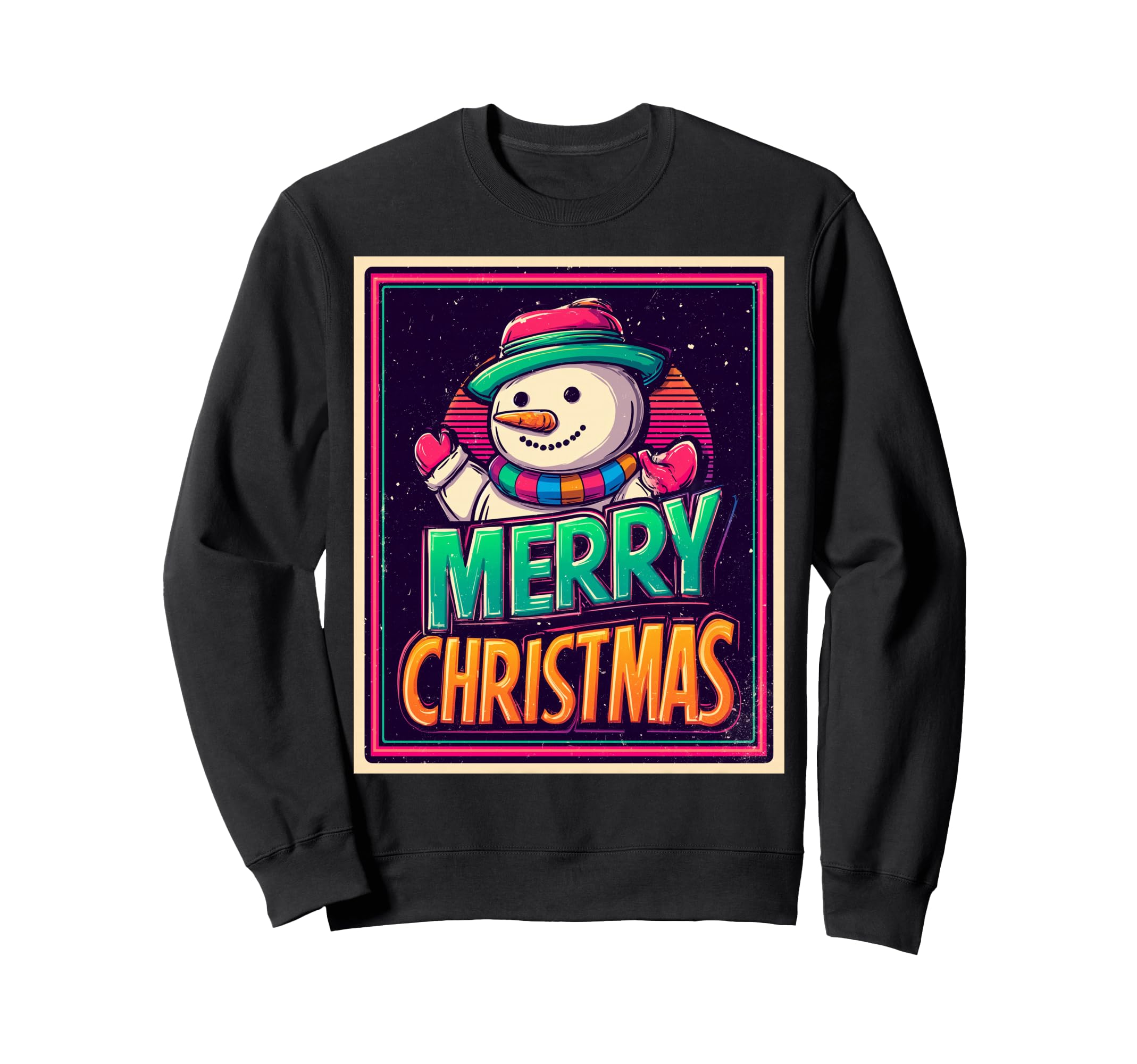

Merry Christmas Snowman Vintage Retro Christmas Christmas Sweatshirt чёрный