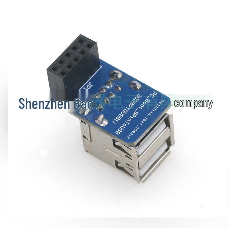 9-Pin USB to Dual USB 2.0 Socket Adapter Board for DIY PC Builds