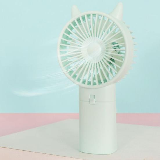 Handheld Fan Cartoon Cat Ear Design Adjustable Wind Speeds Battery Operated Pocket Fan Quiet Low-Noise Motor Cooling Fan