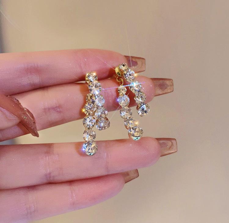 Elegant Rhinestone Tassel Cross Earrings - 2023 Design
