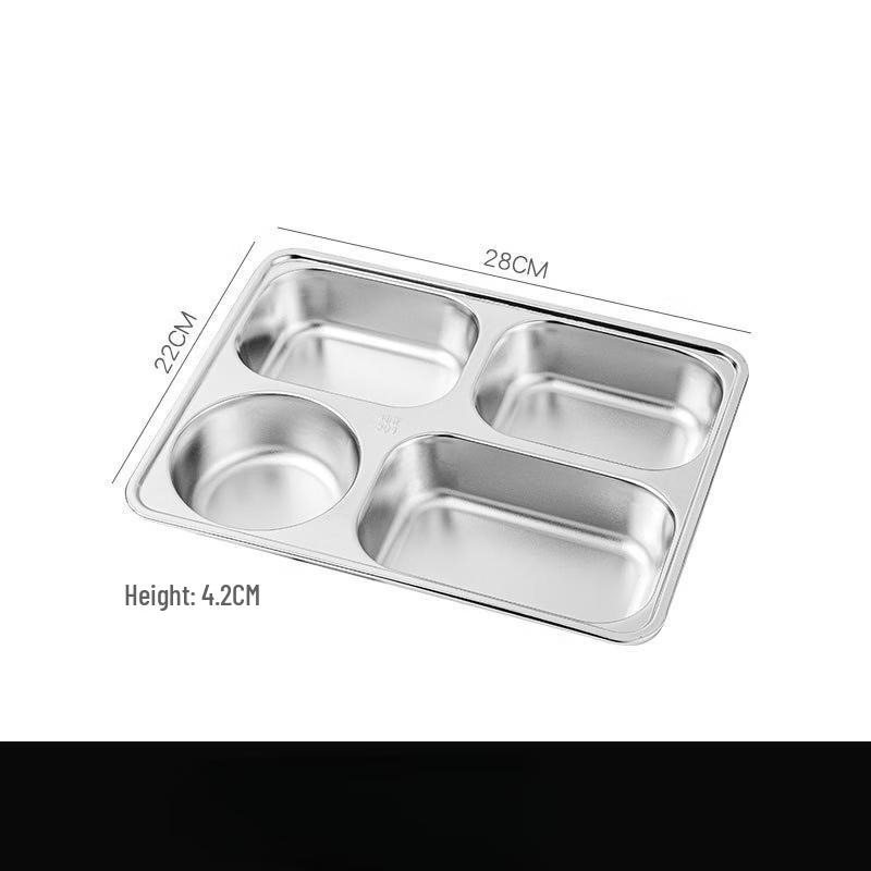 ZISIZ Deep 4-Compartment Stainless Steel Meal Tray (2-Pack)