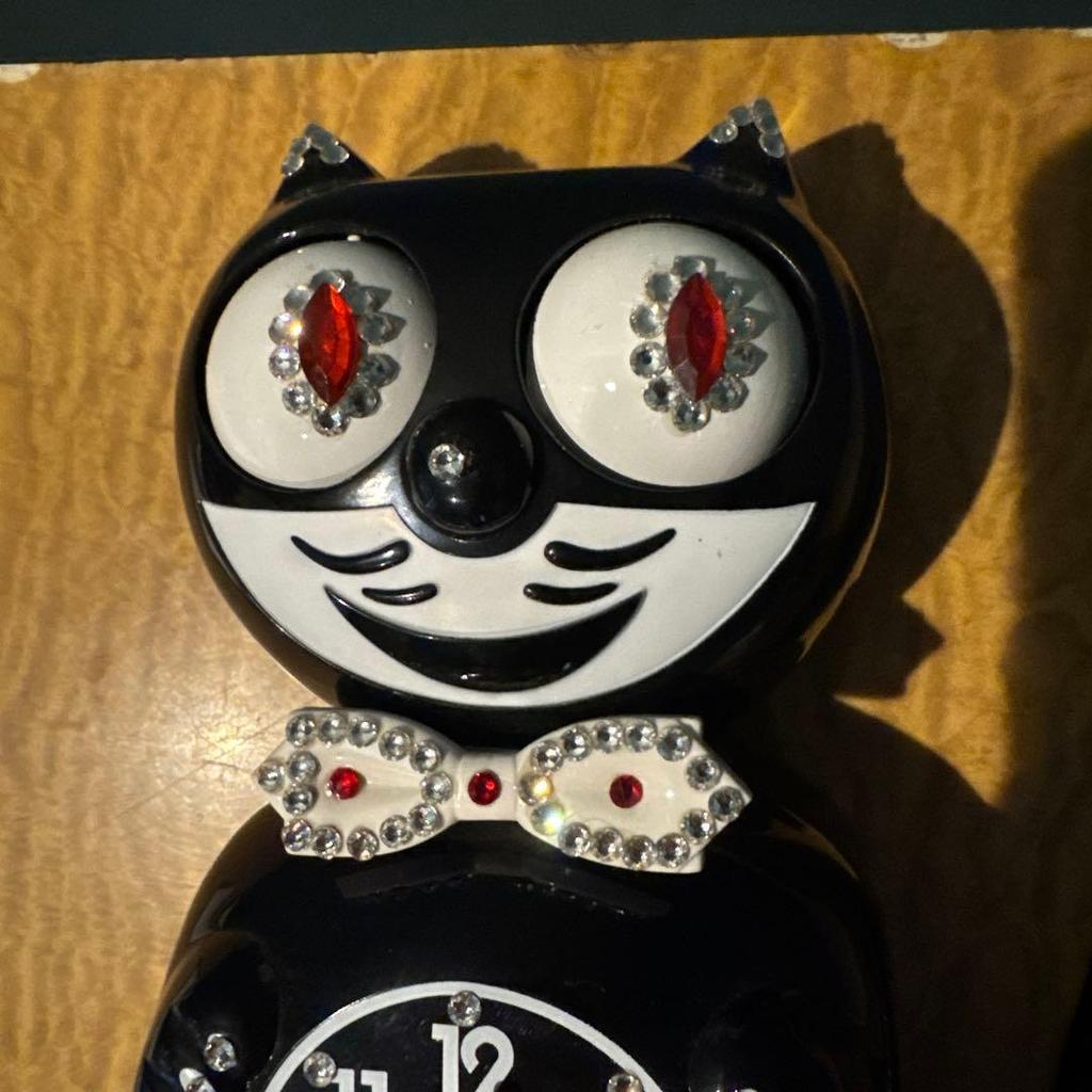 Used Kit-Cat Klock Rhinestone Decorated Cat Wall Clock