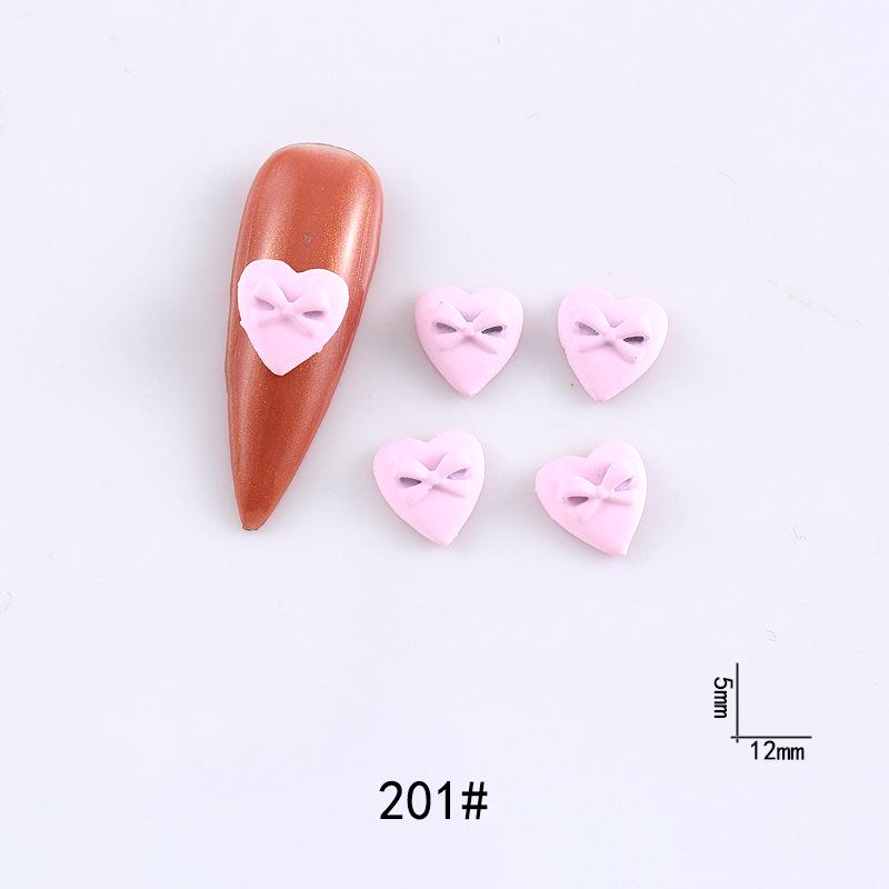 New Cute Bow Heart Nail Art: Frosted Matte Blue & Pink