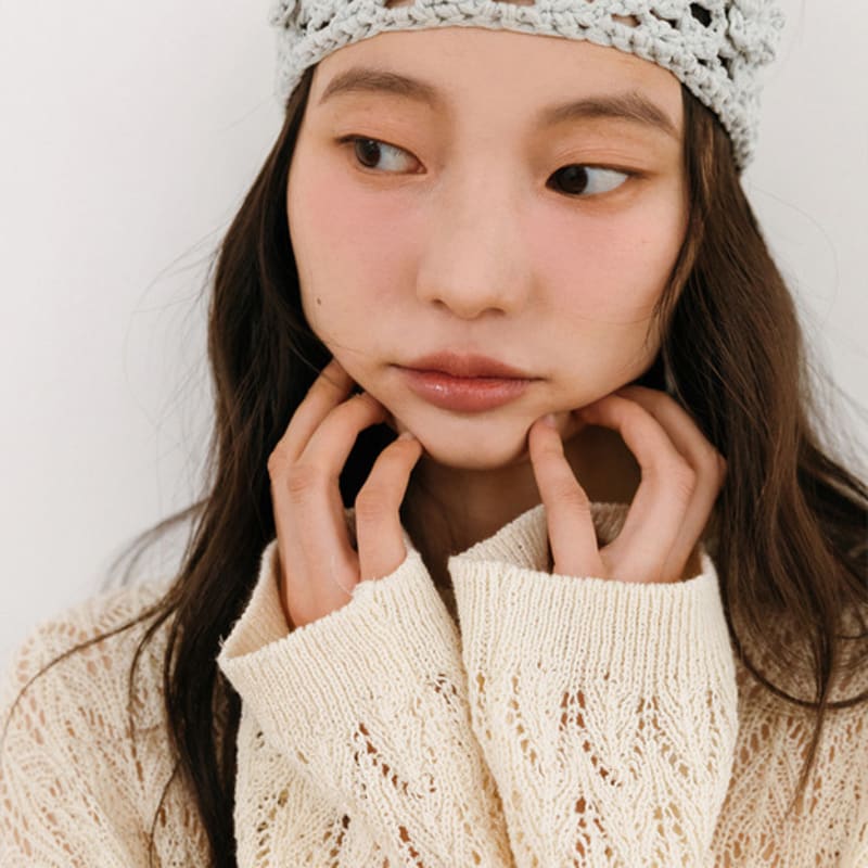 TINKNIT Handmade Corsage Knit Headband_silver