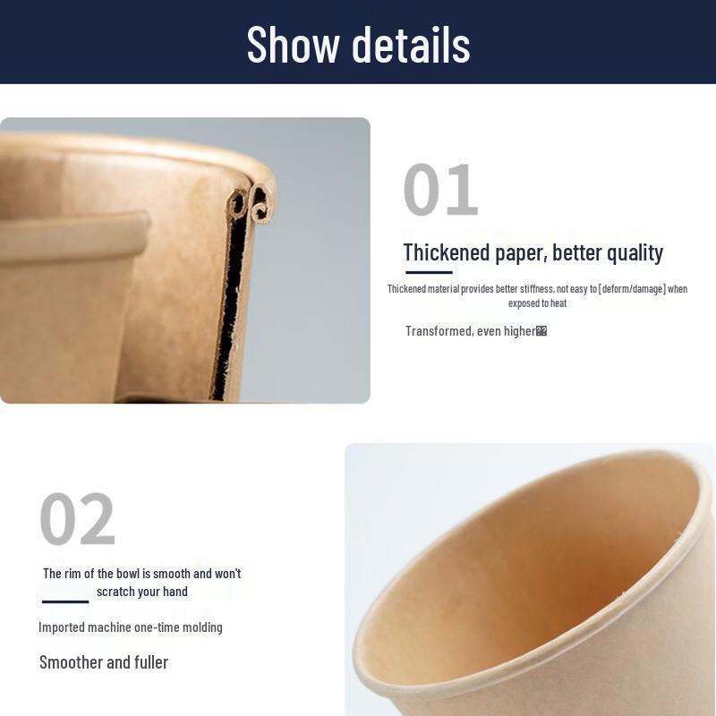 Disposable Kraft Paper Food Containers with Lids
