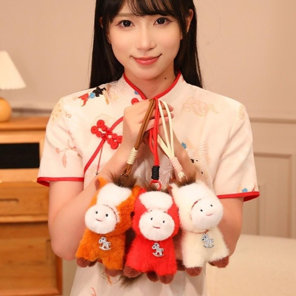 Cartoon Plush Horse Keychain Soft Pony Keychain Toy Zodiac Pony Figurine  New Year Gift