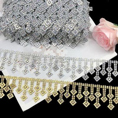 4.5m Rhinestone Chain Lace DIY Handmade Wedding Dress Decoration Crystal Tassel Trim Clothing Decorative Sewing Accessories