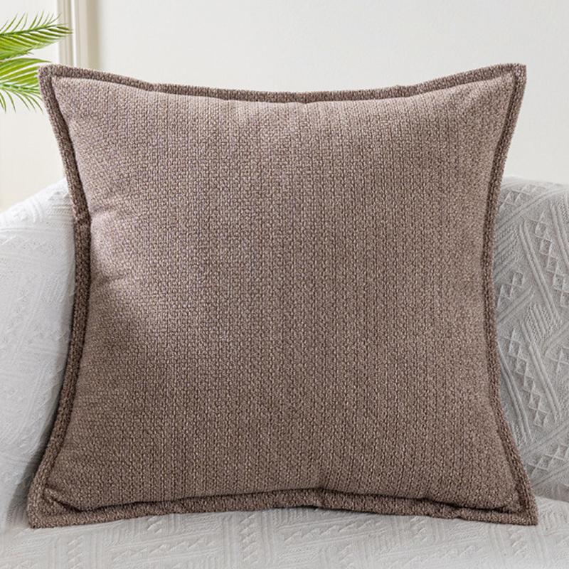 Solid Plush Square Throw Pillow Cover With Piped Edge For Sofa Bed Office Living Room Home Decor