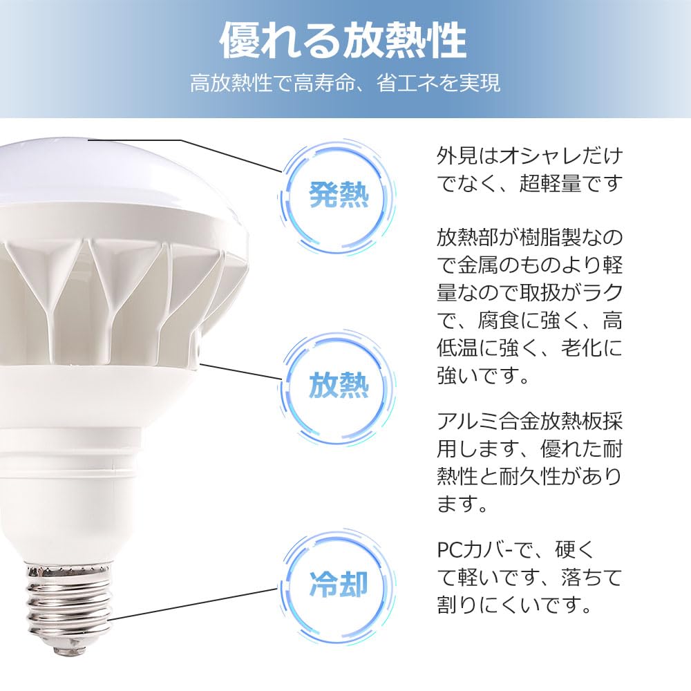 [CE RoHS PSE] LED Beam Bulb, Ballastless Mercury Lamp E39 Base, PAR56, 50W, 10000lm, Equivalent to 500W Mercury Lamp, for Warehouses, Factories,