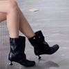 Fashion Spice Girls Pointed Heel Pile Boots Women's 2026 New Folded Short Western Cowboy Boots