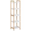 Bamboo Bathroom Shelf Standing Shelf 3 Baskets + 2 Shelves Dim. 32L X 30W X 130H Cm Beige White