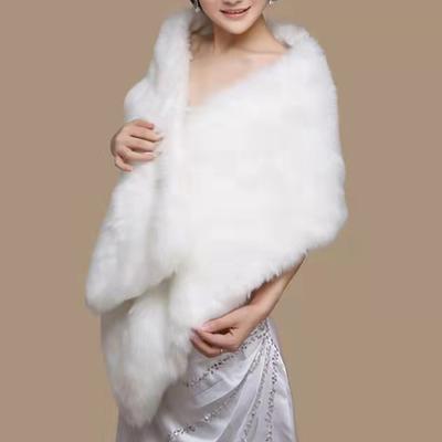 Gown Shawl Soft Textured Plush Warm Scarf Evening Dress Cheongsam White Plush