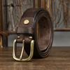 Retro Distressed Belt Men's First Layer Cowhide Pure Copper Pin Buckle Casual Jeans Belt Leather