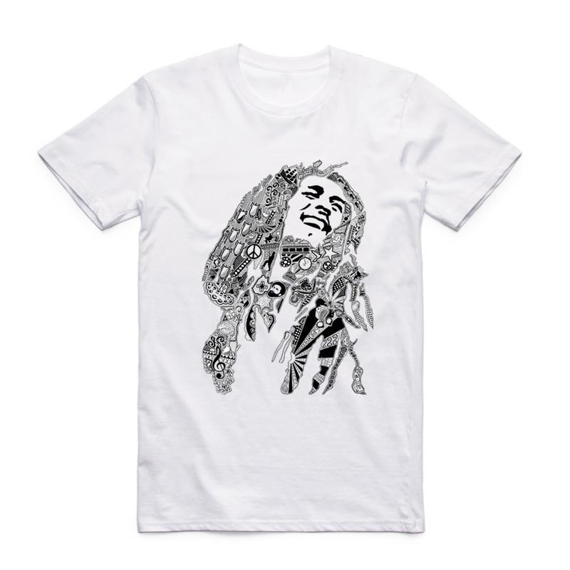 Fashion Men Print Bob Marley Reggae Rastafari Tshirt Oneck Short Sleeve Rasta Rastafarian 420 Weed Unisex Top Tee T Shirt