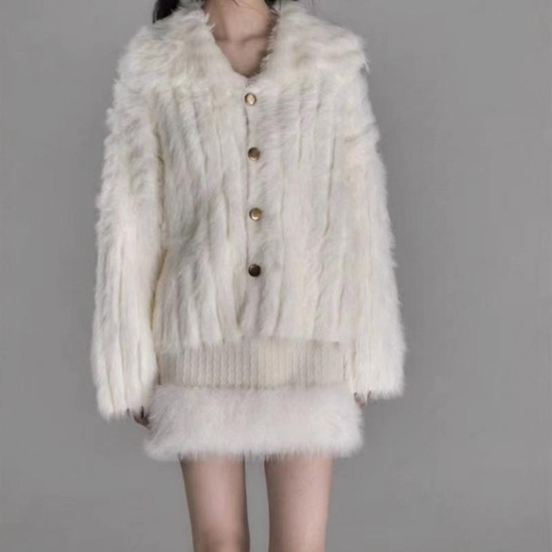 VEZFAA Женская мода повседневная осень-зима однотонный принт длинный рукав V-образный вырез свитера one size белый