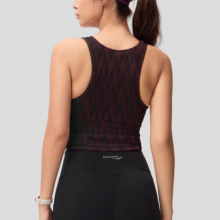 SAUCONY Round Neck Sleeveless Tank Top Colorful Wave Ribbed Women Tops SC1249054A-PR59