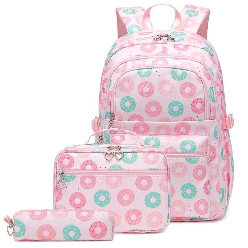 3 Pcs/Set School Bags for Teenage Girls Waterproof Children School Backpack Students Kids Schoolbag With Pencil Case Lunch Box