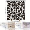 1Pc Cowhide Pattern Bath Curtain, Black Cow Spots On White Background, Random Amoeba-Like Shapes, Minimalist Design, Modern Cowh