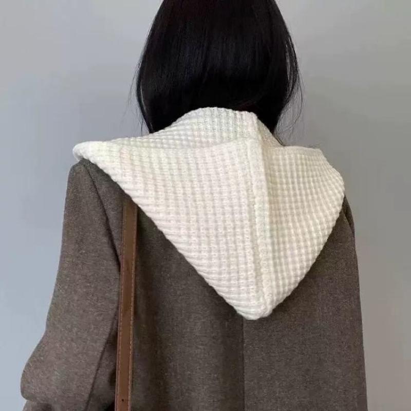 Winter Hat Scarf Integrated Two-piece Set Solid Color Warm Dual-purpose Knitted Hat Cape Versatile Fashion Hooded Shawl
