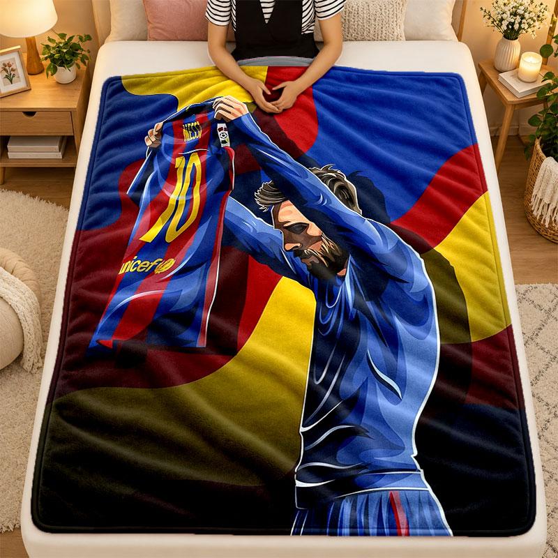 Flannel BlanketLionel Messi Warm Soft Throw Blanket for Indoor Sofa Bed Living Room Use