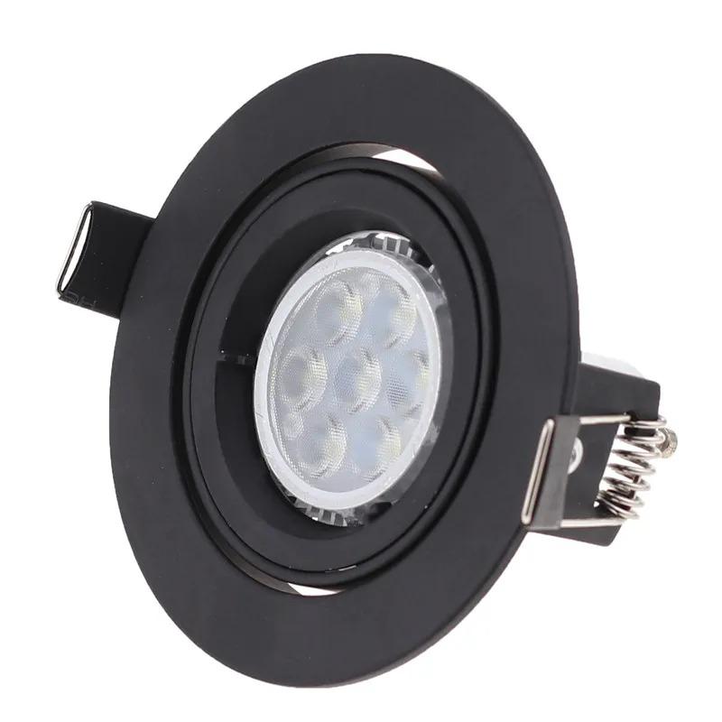 10pcs Black Recessed LED Ceiling Spot Light Adjustable Frame Round MR16 GU10 Bulb Fixture Downlight Holder for Decor Lighting