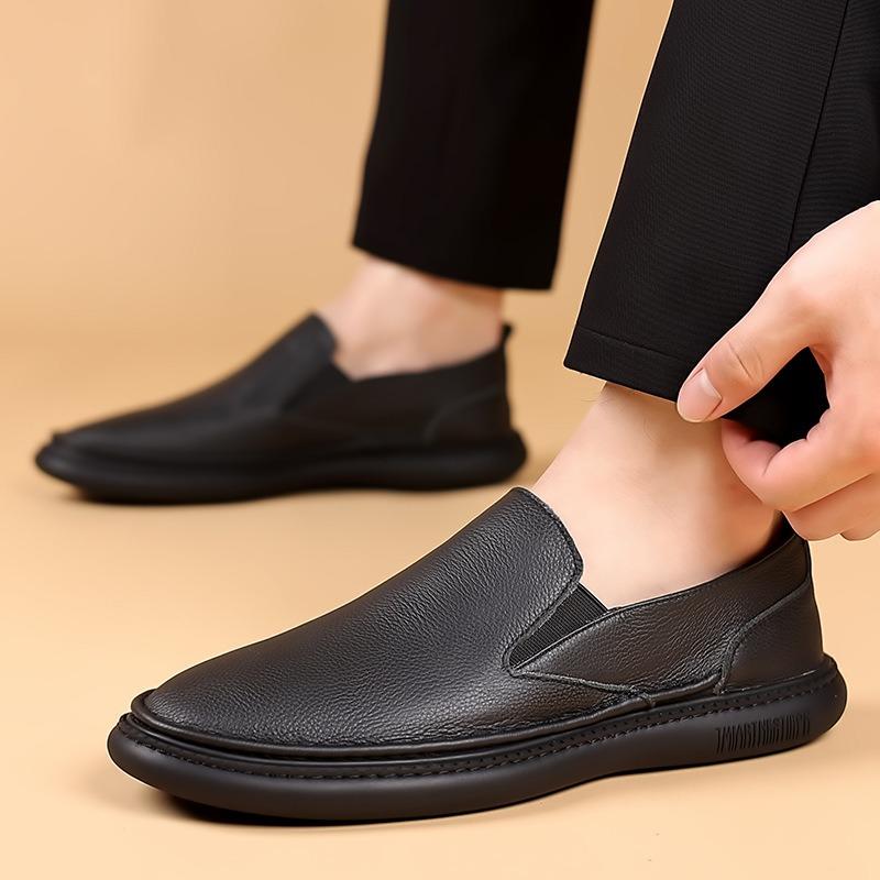 The First Layer of Cowhide Summer New Men's Casual Leather Shoes Genuine Leather Men's Breathable Single Shoes Soft Sole Soft Surface Men's Shoes