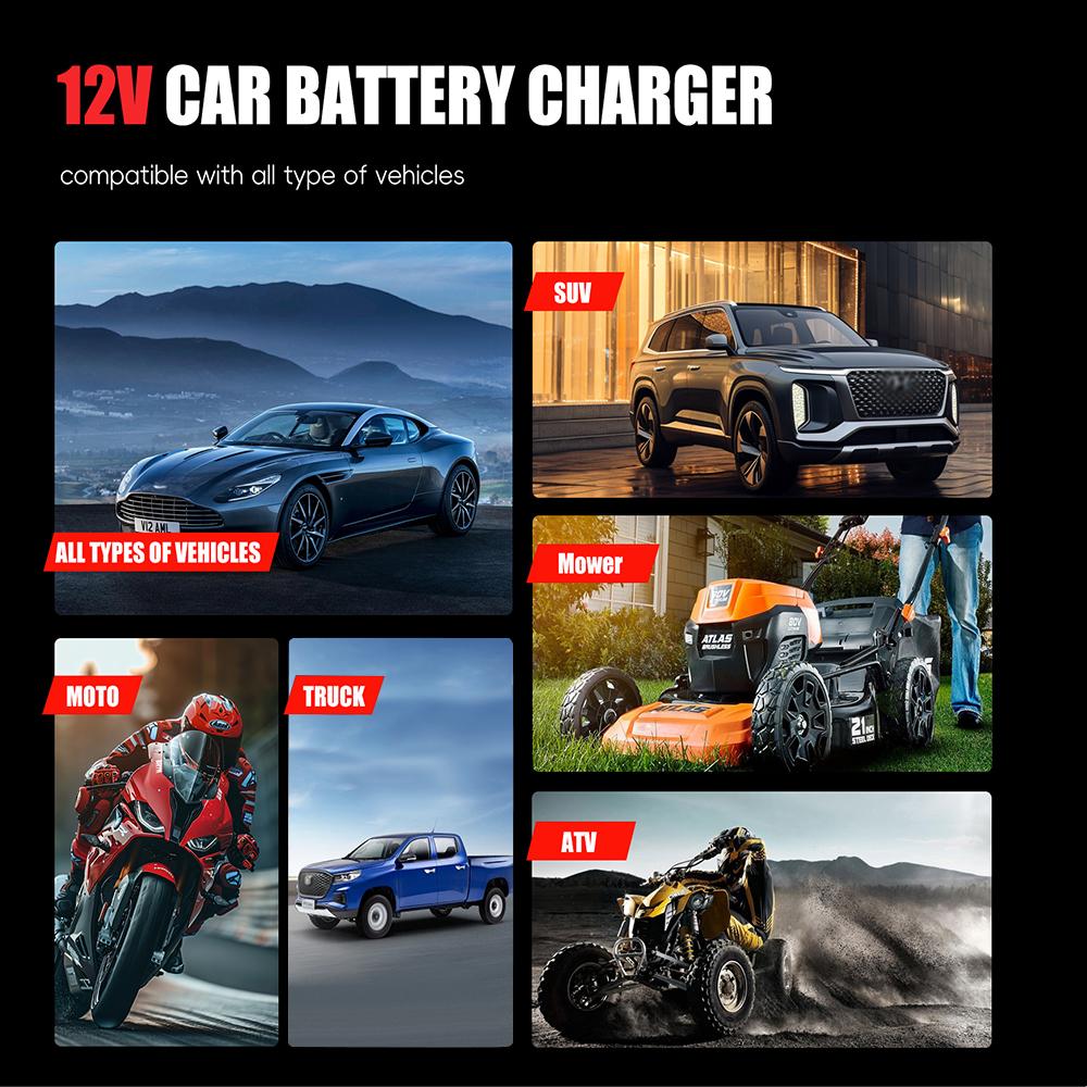 Intelligent Pulse Repair Multifunctional 12V 6A Portable Lead-Acid Smart Battery Charger Maintenance 2025 New Car Motorcycle SUV Battery Charging
