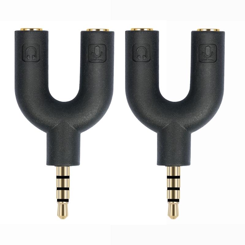 

Headphone Microphone Splitter, 3.5mm TRRS Auditory Splitter Cable for Microphone Headphone Splitter Adapter 2PCS 1