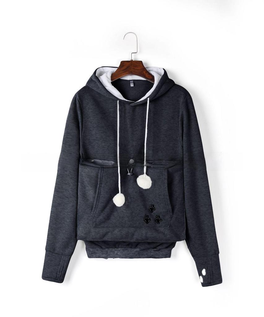 European and American Hot-Selling Embroidered Pet Hoodie with Large Pocket - Winter Plus Velvet Style