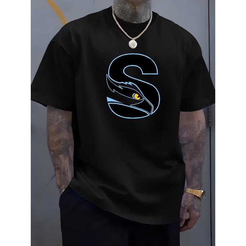 European Sizes Fashionable And Easy Casual S-Letter Eye Print Soft Round-Neck T-Shirt