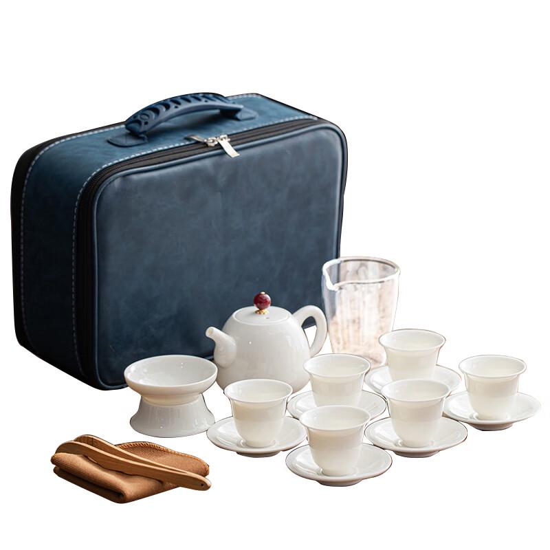 AQ Dehua Mutton-Fat White Porcelain Travel Kung Fu Tea Set