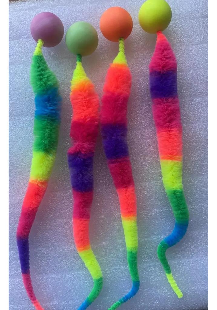1PC Cat interactive toy Tickle Cat Colorful bouncing ball Pet supplies Puzzle teasing indoor cat worm caterpillar elastic toy