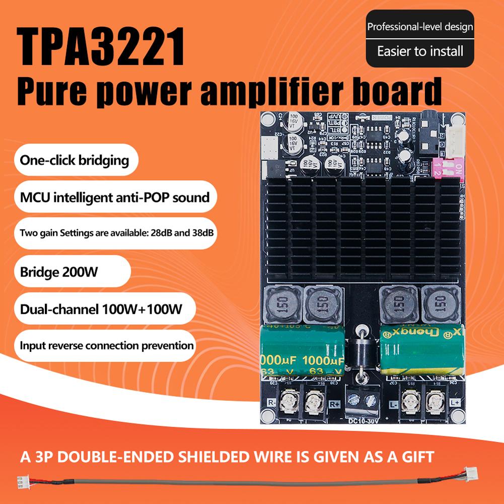 TPA3221 Pure Rear Stage Digital Power Amplifier Board 100Wx2 Dual Channel Stereo Audio Amp for Car Home Speaker Subwoofer 10-30V