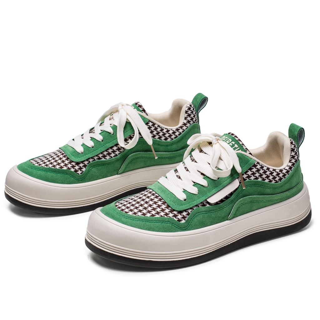 2025 Primavera Novo Calçado Pied de Poule Sapatos Pão Cabeça Grande Masculino Solado Grosso Casual Combina com Tudo Tênis Masculino