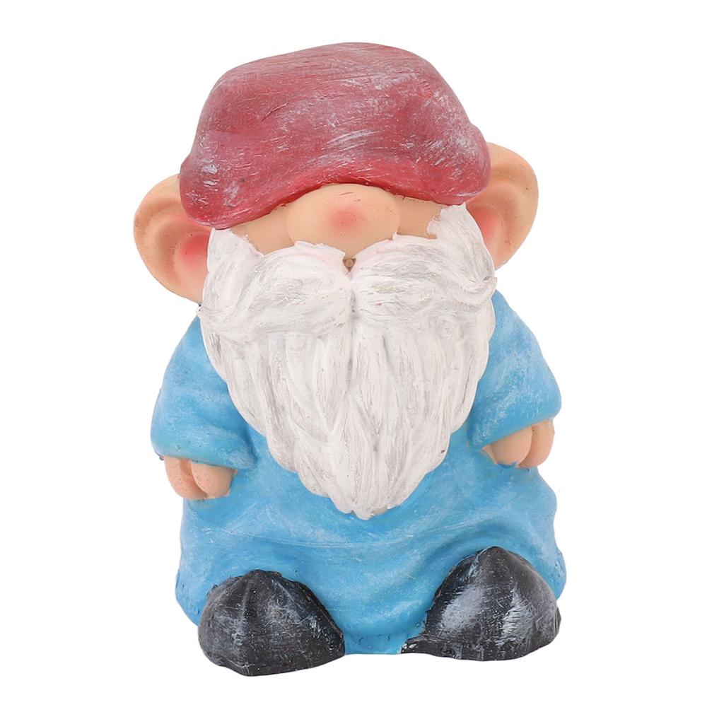 Garden Gnome Resin Structure Stable Bottom Retro Style Gnome Figurine for Patio Porch Decorations Flat Head Blue