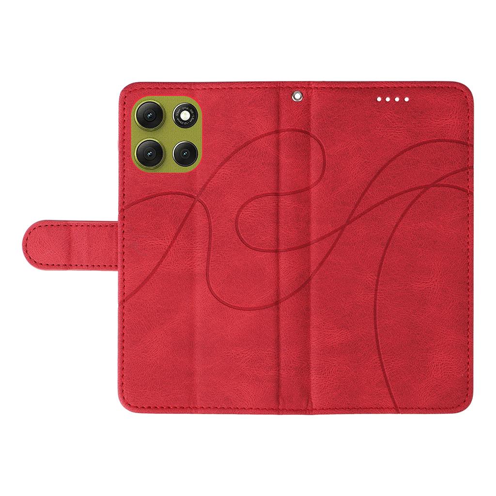 For Motorola Moto G86 5G Wallet Case Leather Phone Cover Stand with Curved Line Design