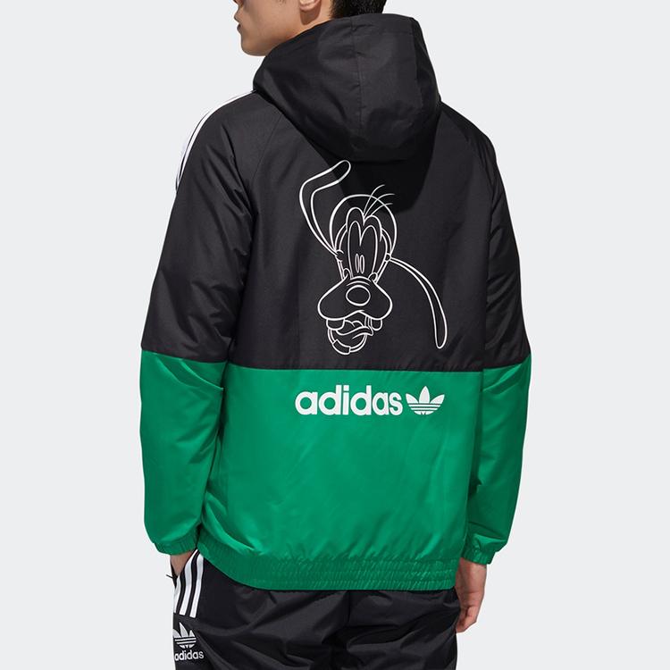 Adidas Originals Trefoil X Goofy WB Disney Casual Sport Hooded Jacket Men Outerwear Black Green GP6480