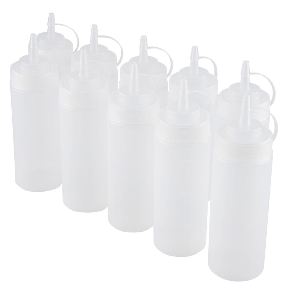 

340ml 10pcs Set Plastic Condiment Dispenser for Sauce Oil Cream Vineger (White) белый