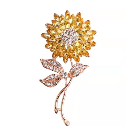 

Rhinestone Sunflower Brooch Alloy Flower Lapel Pin Sweater Cardigan Coat Business Suit Clothing Accessories Fashion Jewelry золотистий