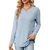 T-shirt da Donna Autunno/Inverno 2023 Girocollo Manica Lunga Ampia con Bottoni