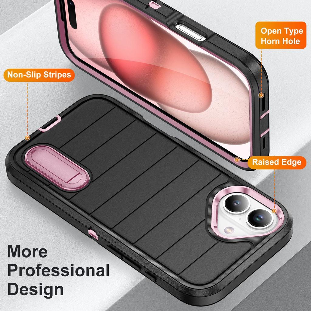Source Phone Case Hidden PC Stand Protective Case Three In One Flat Stripe for Apple Phone Case